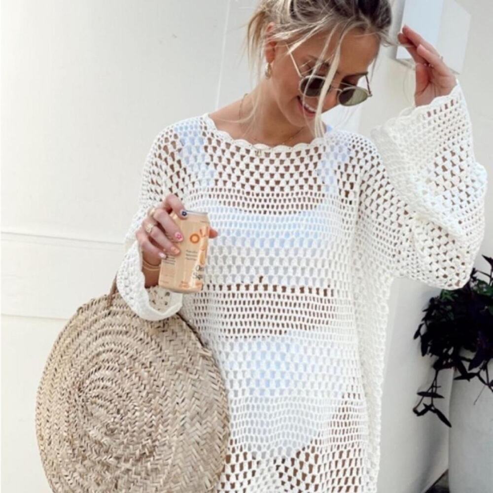 Nwt mumu white crochet mini